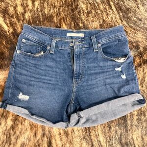 Levi's Blue Ripped Jean Shorts